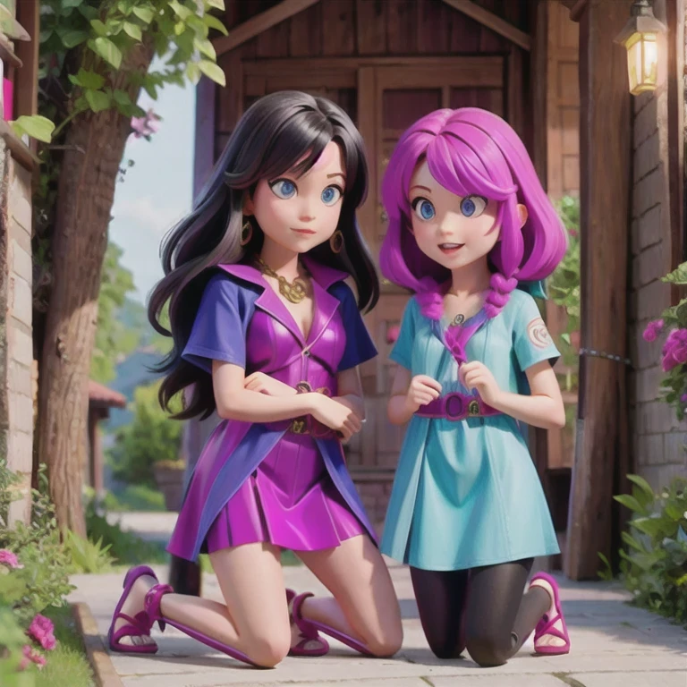 kneel ((Flowing purple and pink hair))(Foreigners)