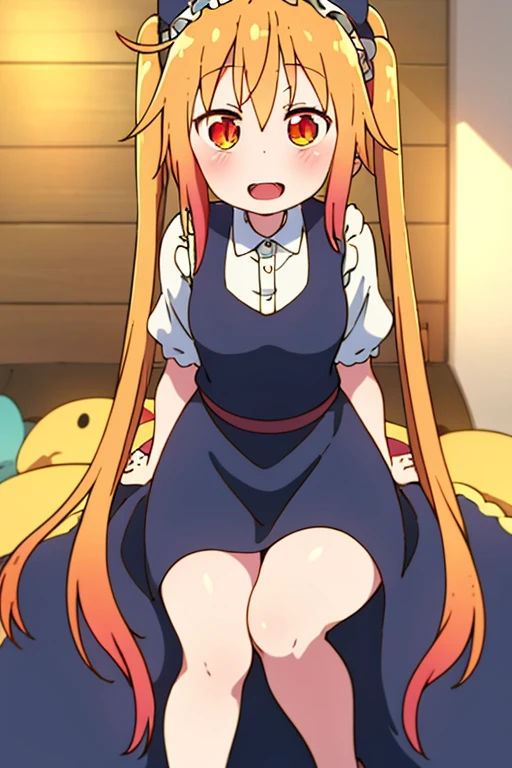 KidouinMakio, 1 girl, alone, red eyes, dress, smile, ribbon, blush, bow, looking at the viewer, hair ribbon,  long hair, blonde hair, two side up, V-shaped eyebrows, closed mouth, hair between eyes, red bow,bangs, antenna hair, hair intake, field,1girl,masterpiece, expensive quality, very_expensive_solve, big_file size, full color,(completely nude:1.2),pussy,niplles,(vaginal sex:1.2),(ddler:1.6),(chibi:1.3),(flat chest:1.5),