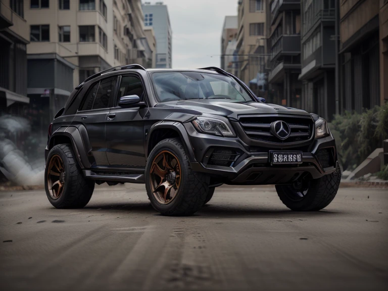 Mercedes，suv，GLK-300-2013，body grey，Bronze wheels(LB-Works Full Version: walk)、(86 Gas Turbine)、(drift)、future、Off-road vehicle specifications、(Gorgeous design)、Live Recording、detail、Deep Edge、Wide tires、Track、Turn on the light