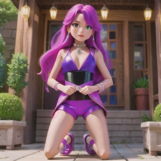 kneel ((Flowing purple and pink hair))(Foreigners)