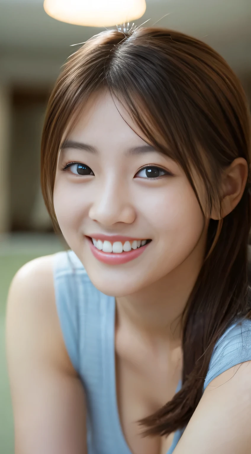 masterpiece,best quality,(Japanese ),((Beautiful girl)),cleavage,indoor,(perfect body beauty:1.2),(shy smile),beautiful teeth,