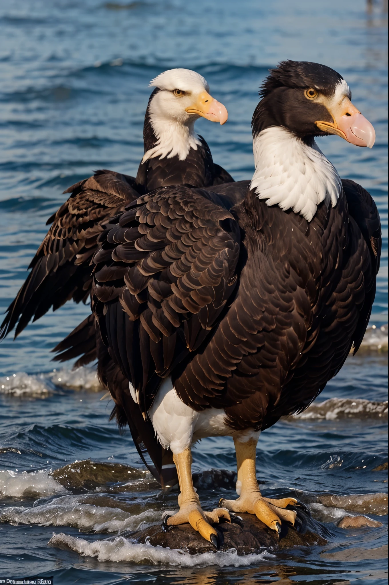 Create a black colored goose (whose beak is shaped like that of an eagle but the same size as that of a goose ; the feet are a little longer than that of a goose)