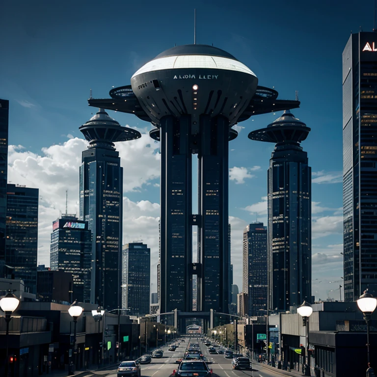 Please make alien modern city, high technology