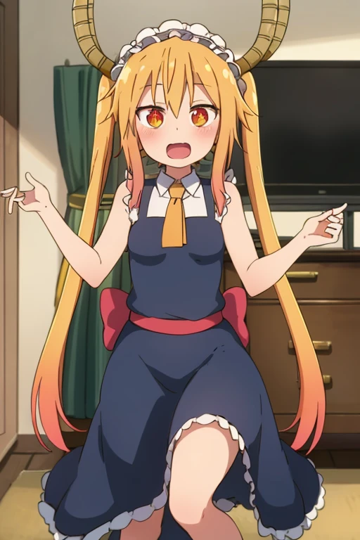 ((highest quality)), ((masterpiece)), (be familiar with), Perfect Face, indoor, Bedroom, Watching the audience,
One woman, Thor,
Open Mouth, Ecstatic expression, blush, smile,
Small breasts, Flat Chest, Young Girl, , , Girl,
Long Hair, Golden Hair, Orange eyes, Long Hair,
Leg spread,