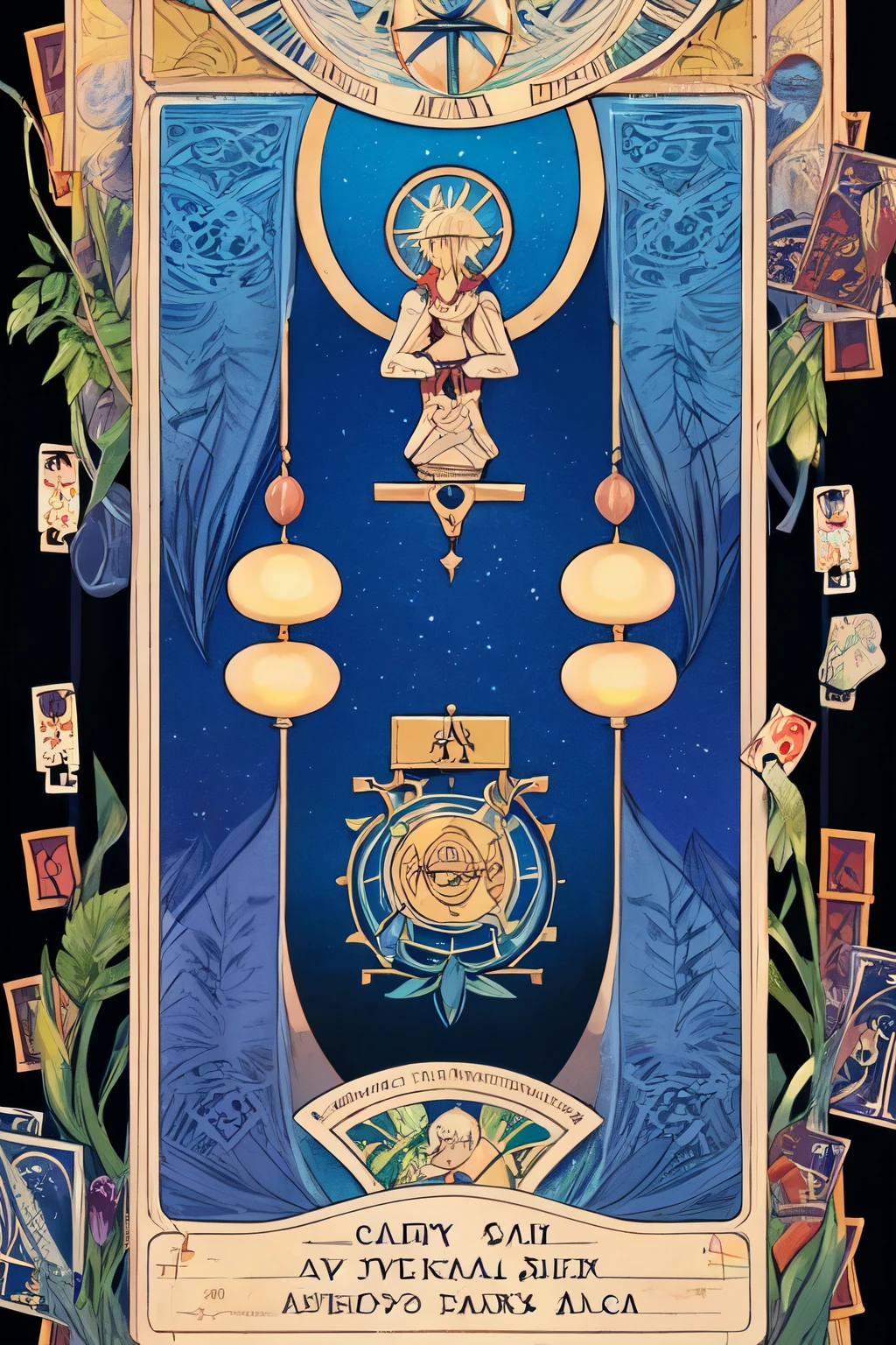 Calm colors, tarot cards, mysterious, horizontal image