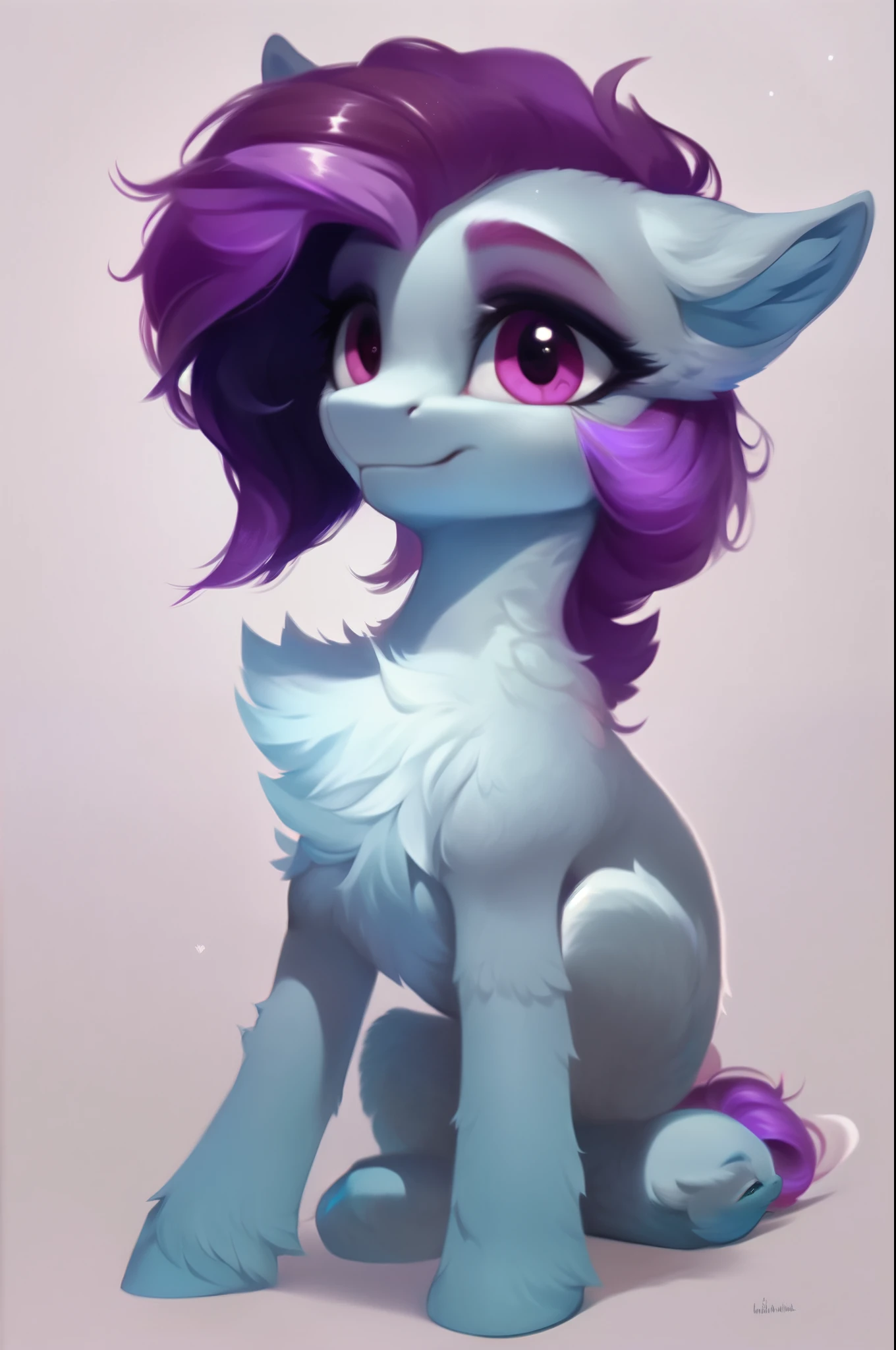 rating_safe, score_9, fluffy, feral pony, gray body