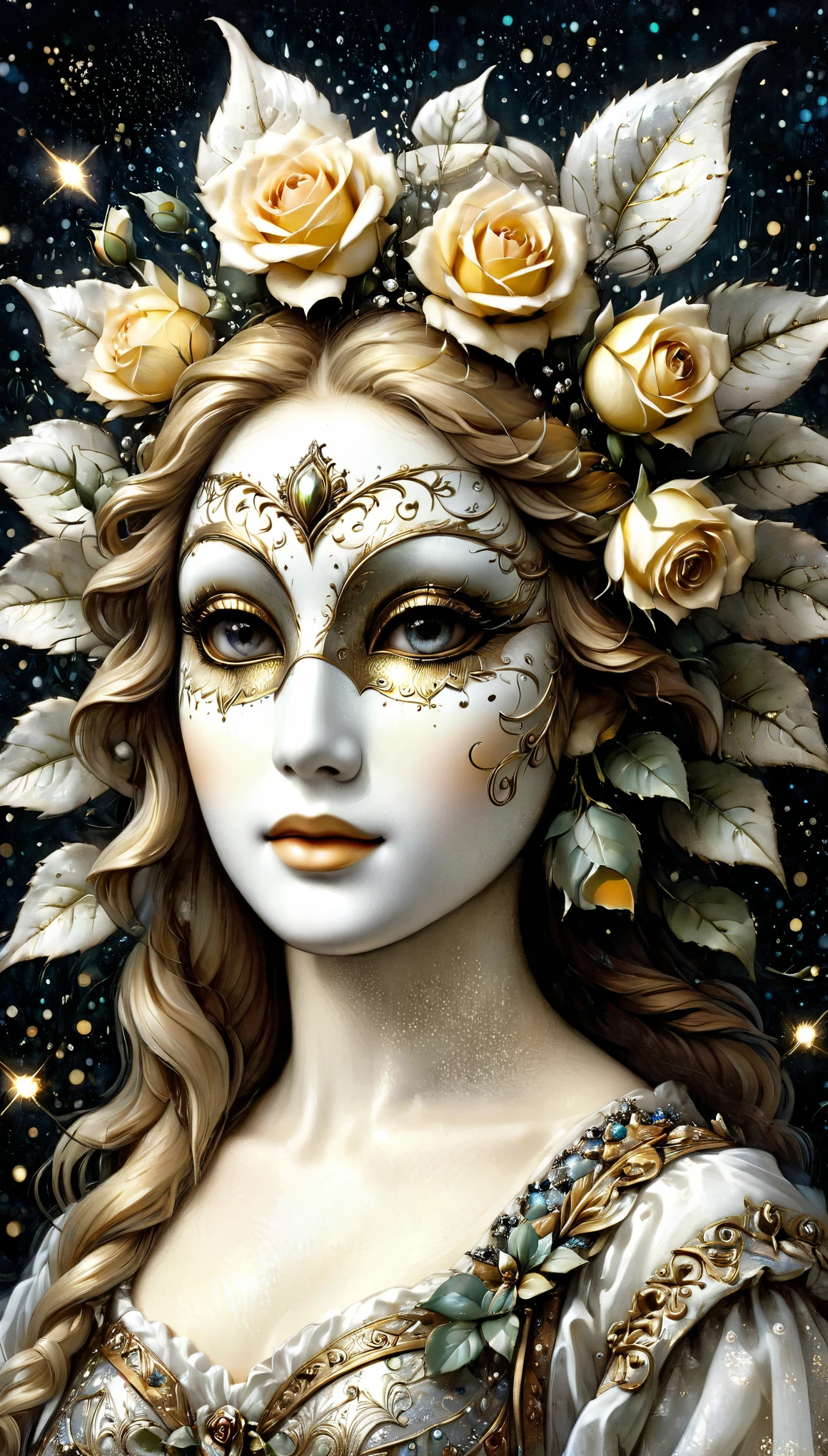 (Absurdres:1.2), exquisitely detailed masterpiece, best quality, create a stunning ornate venetian mask, ethereal, magic, glitter roses, light glimmer, Shimmer, approaching perfection, ultra-high quality, bokeh, shadows, dynamic angle, volumetric lighting, 8k resolution, ink drawing, anatomical, da_vinci, vitruvian
