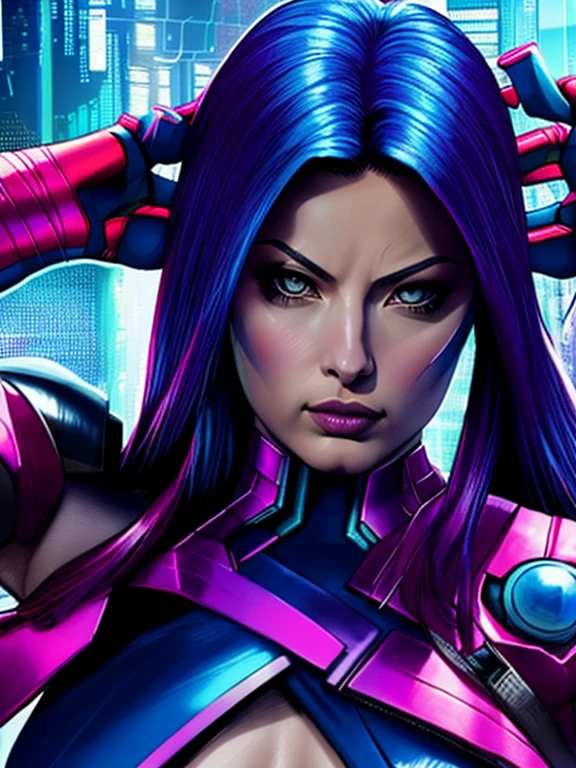 ojos perfectos, Sharp focus, 8k Personaje de Marvel psylocke, futuristic cyberpunk