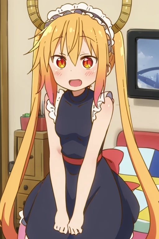 ((highest quality)), ((masterpiece)), (be familiar with), Perfect Face, indoor, Bedroom, Watching the audience,
One woman, Thor,
Open Mouth, Ecstatic expression, blush, smile,
Small breasts, Flat Chest, Young Girl, , , Girl,
Long Hair, Golden Hair, Orange eyes, Long Hair,
Leg spread,