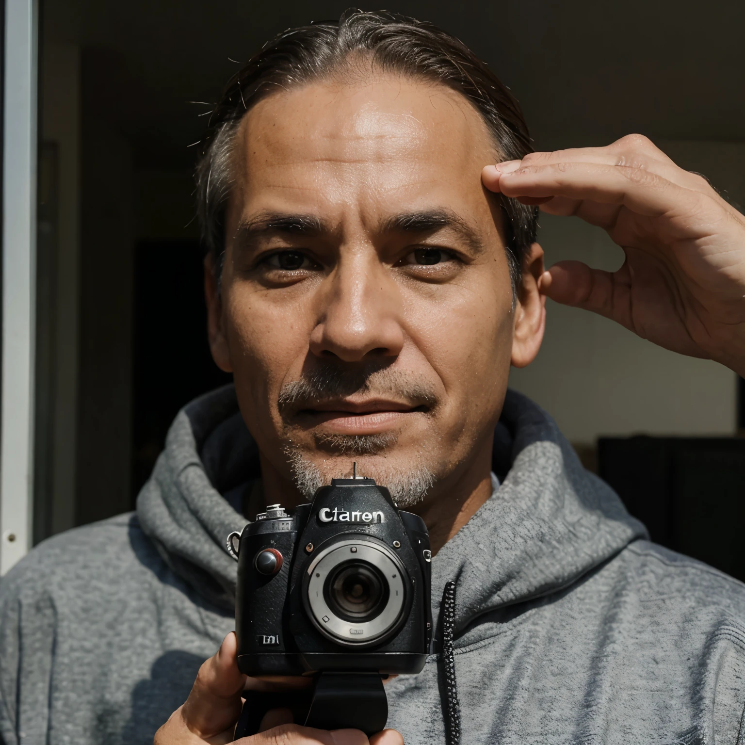 Man, around 50 years old, seeing camera