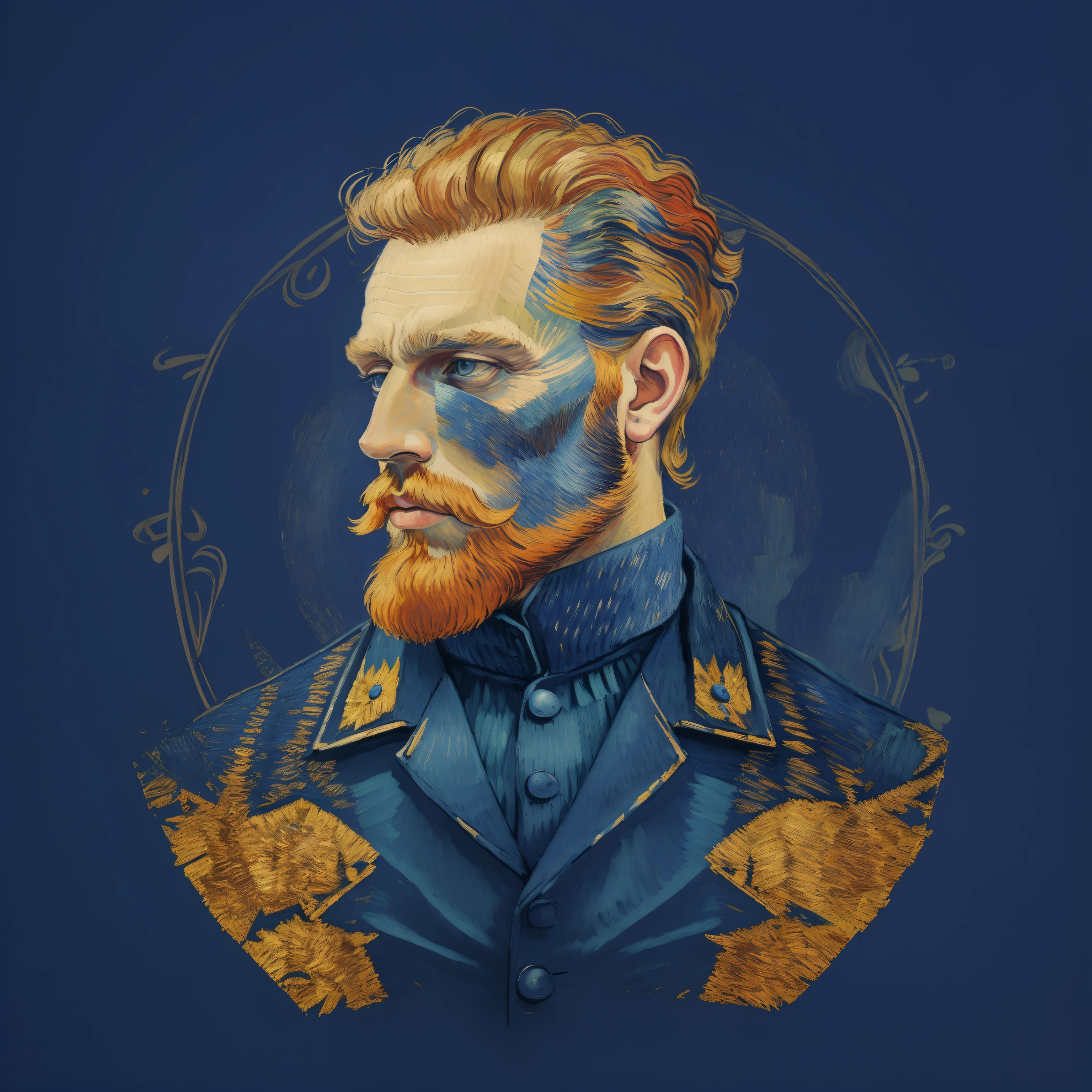 um close up de um homem com barba e barba, Estilo Vincent van Gogh, Estilo de arte Van Gogh, em estilo de van gogh, Estilo de Van Gogh, Epic portrait illustration, Estilo Van Gogh, inspirado em Vincent Lefevre, obra-prima obra de arte, Vincent van Gogh!!!, Estilo de Vincent van Gogh, inspirado em Vincent Pepi, por Gogh