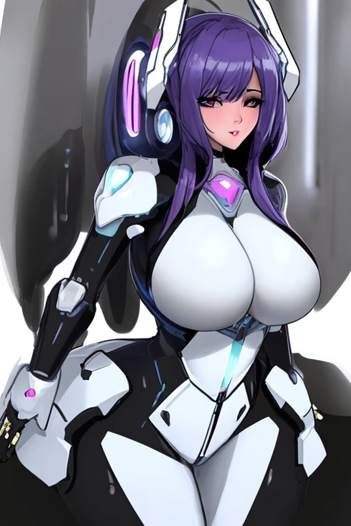 mecha monster,robot,headgear,masterpiece, best quality, 4k, best quality, masterpiece,white metal body,joints,purple seams,saliva,wide jaw,long tongue,sharp teeth,wet pussy,horns,big smile,(lactation), standing,pov, high-definition, crisp clarity, sharp contrast, vivid luminance, intricate textures, metallic sheen, radiant glow.neon trim,,glowing trims,blank face,sexy,spread own pussy ,black sclera,black eyes,(purple-blue) glowing trim:1.3),void purple,womb tattoos,busty,muscular,large breasts,