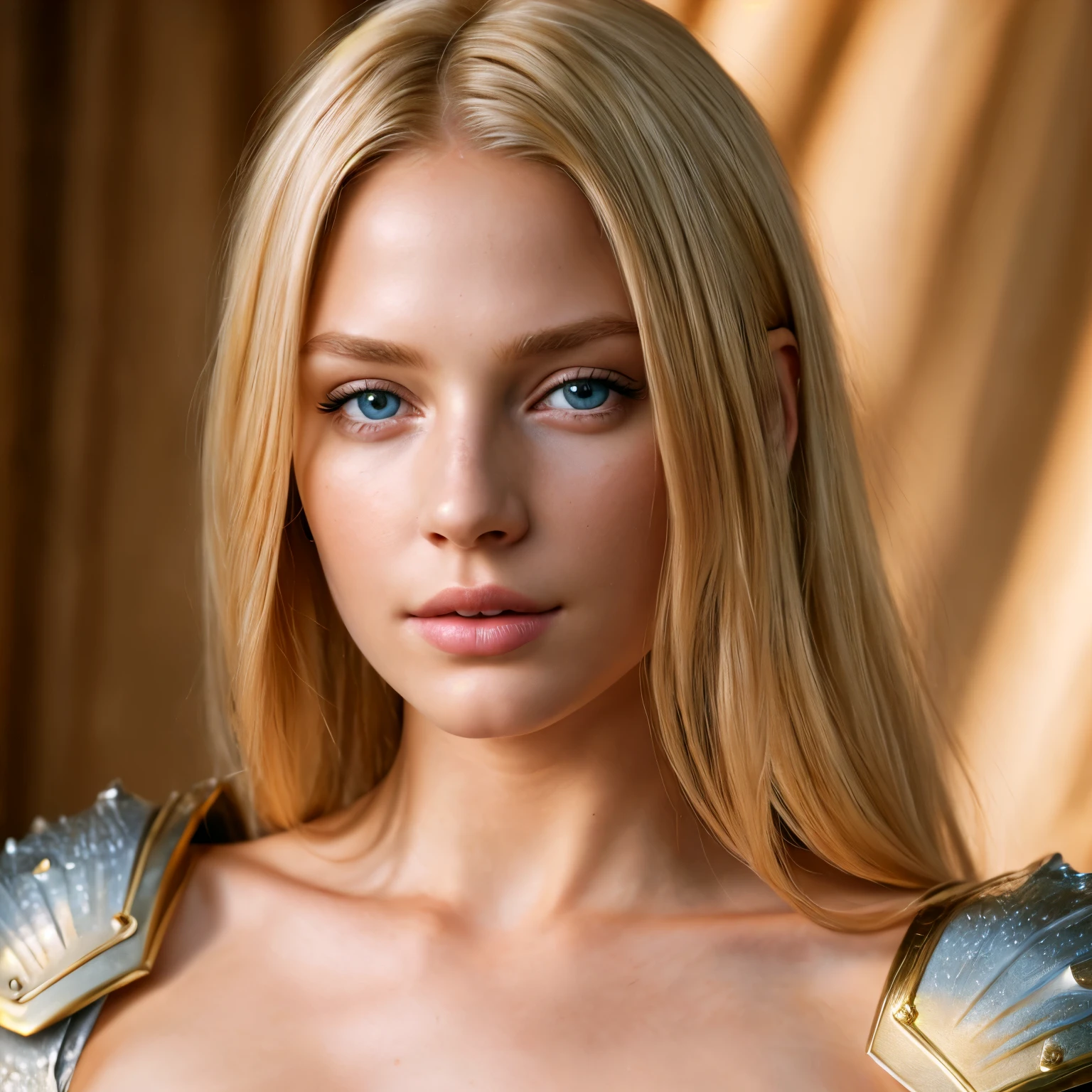 angel, armor gold (masterpiece, best quality, high resolution:1.4), 1girl, angel, skin pores texture, Hair blonde, HD , Photography, movie, cinematic, full Body, Realistic, (8k, RAW photo, best quality, masterpiece:1.2), (realistic, photo-realistic:1.33), best quality, detailed eyes blue, cute,natural lighting, depth of field, film grain, wrinkled skin, sharp, detailed and realistic portrait of a woman ,(freckles:0.5)