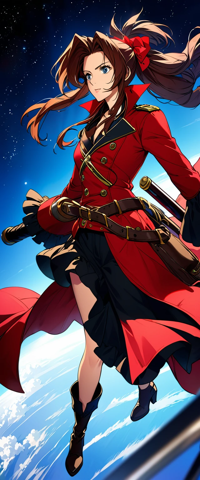 aerith gainsborough reimagined as a space pirate girl like captain harlock