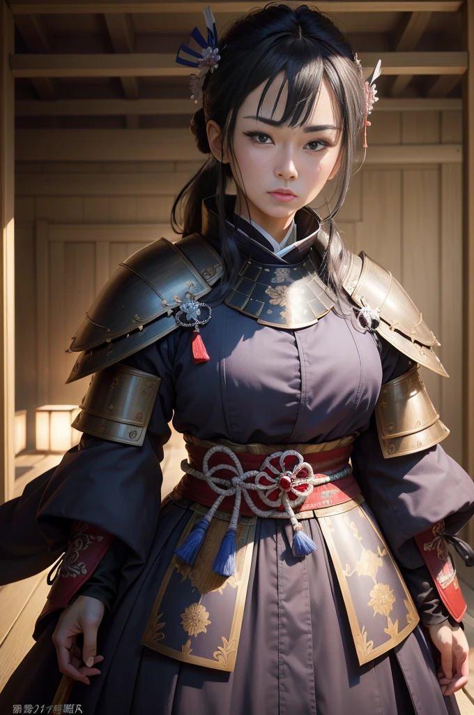 Fantasy RPG character, 26-year-old woman, samurai, sword, Japanese clothing,black hair, ((anime)), ((best qualtiy, 8K, tmasterpiece:1.3)), Focus:1.2, perfect figure beautiful woman:1.4, 1woman, cowboy shot, look at viewer, eyes facing the camera, incredibly absurd, beautiful and cute woman, showcasing top-quality craftsmanship, cute, neat