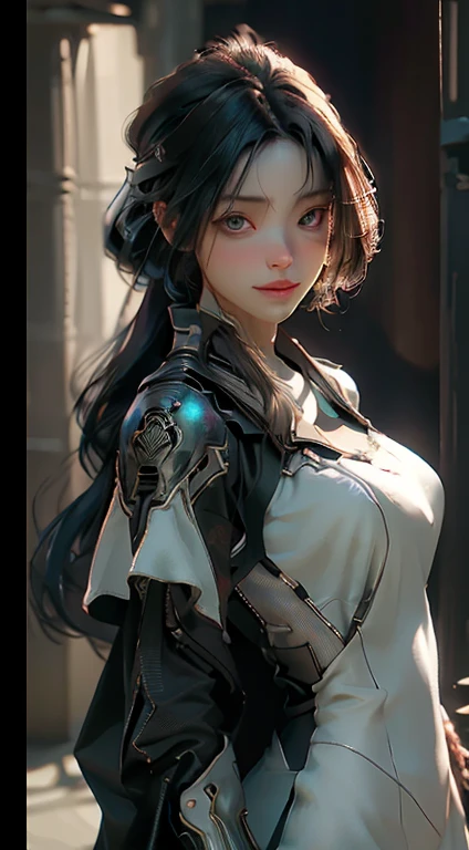 ((Best quality)), ((masterpiece)), (detailed:1.4), 3D, an image of a beautiful cyberpunk female,HDR (High Dynamic Range),Ray Tracing,NVIDIA RTX,Super-Resolution,Unreal 5,Subsurface scattering,PBR Texturing,Post-processing,Anisotropic Filtering,Depth-of-field,Maximum clarity and sharpness,Multi-layered textures,Albedo and Specular maps,Surface shading,Accurate simulation of light-material interaction,Perfect proportions,Octane Render,Two-tone lighting,Wide aperture,Low ISO,White balance,Rule of thirds,8K RAW,