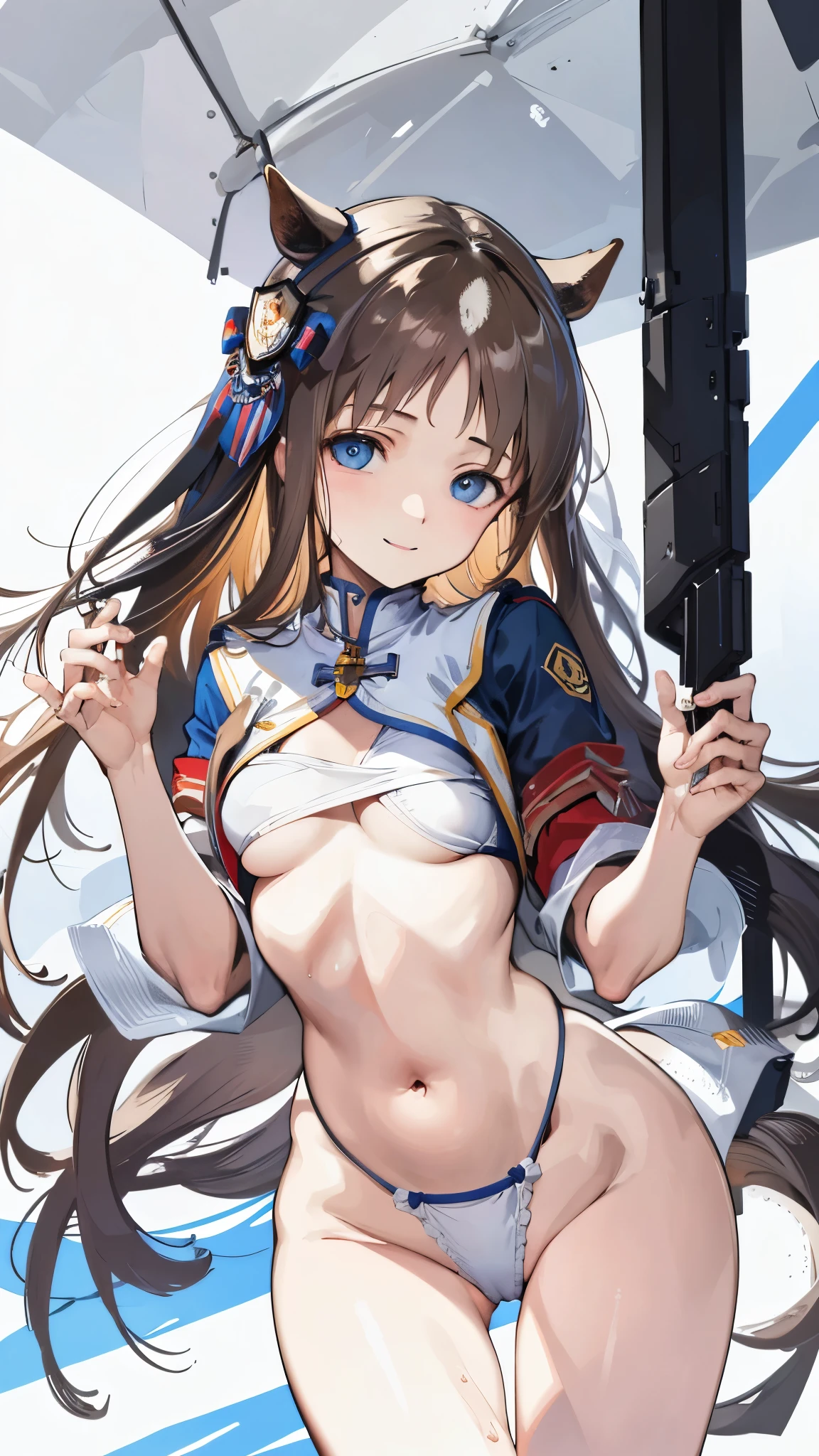 (( Fleet Collection、Kantai Collection、Yao)),(((Nude)))、woman,Cowboy Shot, (((white background))) 、Best image quality, high quality, The background is clear，きれいなwoman, Japanese, detailed, detailed eyes, detailed skin, Beautiful Skin, 超High resolution, (reality: 1.4),とても美しいwoman, A little younger face, Beautiful Skin, thin, (Ultra-photorealism), (High resolution), (8K), (非常にdetailed) 、(Beautiful and detailed eyes), (非常にdetailed), (detailed face), Displaying the viewer, Fine details, detailed face, smile,Straight,Looking Ahead, StraightLooking Ahead, Photo Real,Hairstyle: ponytail、short hair,Brown Hair、smile、Very delicate body、Very flat chest、hair over one eye, from below,(Kneel, On all fours:1.2), ( Looking at the audience:1.4), (Stick your butt out:1.2), Dutch Angle、Normal limbs、