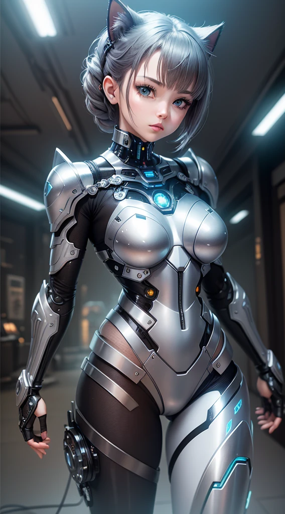 a cute kitten made of metal、(cyborgs:1.1)、([tailed|Details wire]:1.3)、(intricate detailes)、hdr、(intricate detailes、Hyper-detailing:1.2)、Cine Video、Halo Shadow、central ,latex