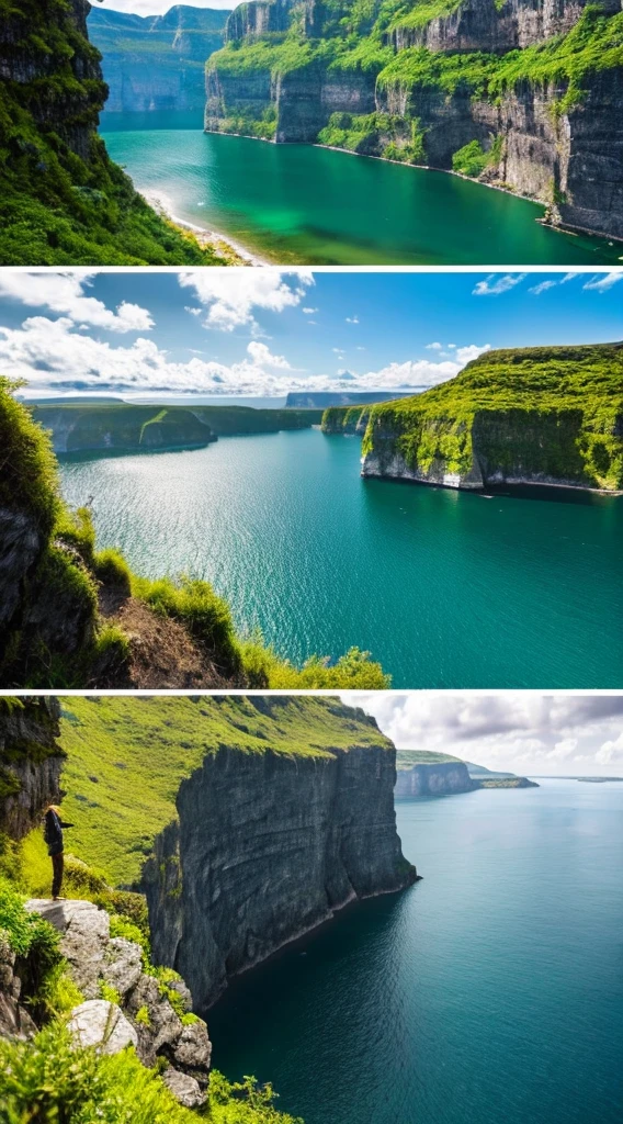 Masterpiece, ultimate quality, Cg unity 8k wallpaper, super delicate, beautiful sky and clouds, rich natural scenery, cliffs, lakes and rivers, waterfalls and flying water, beautiful green mountains, no trace of people, excellent scenery, has already won a photo contest, background Blurring, full depth of field, HDR high dynamics, true restoration, intricate, extreme details, dramatic presentation, perfectly presenting the style of midjourney art.
