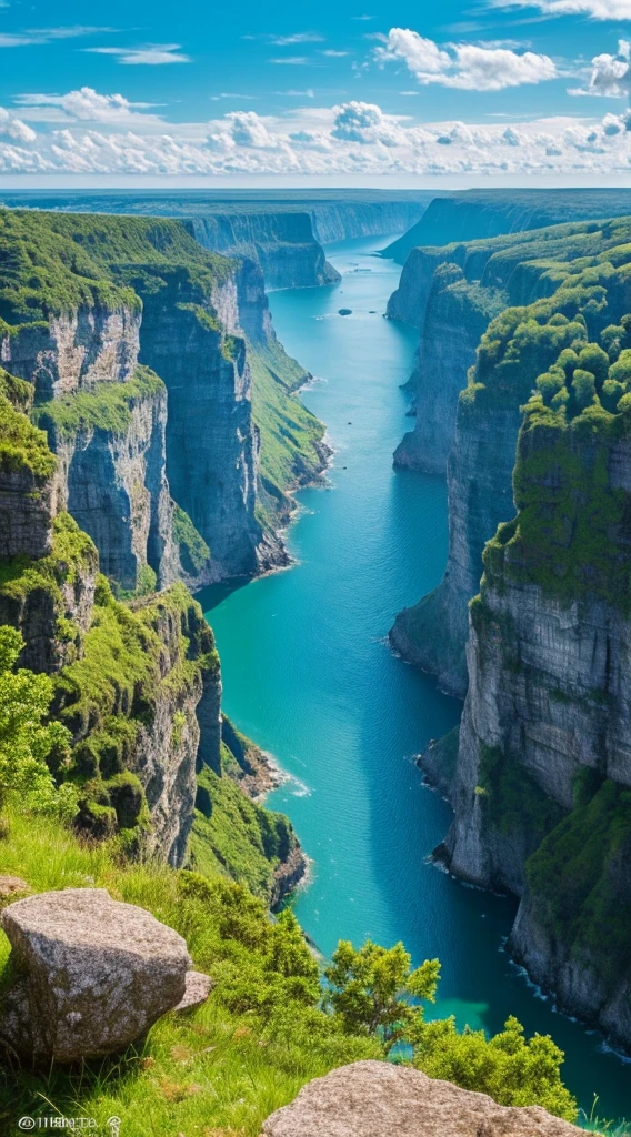 Masterpiece, ultimate quality, Cg unity 8k wallpaper, super delicate, beautiful sky and clouds, rich natural scenery, cliffs, lakes and rivers, waterfalls and flying water, beautiful green mountains, no trace of people, excellent scenery, has already won a photo contest, background Blurring, full depth of field, HDR high dynamics, true restoration, intricate, extreme details, dramatic presentation, perfectly presenting the style of midjourney art.
