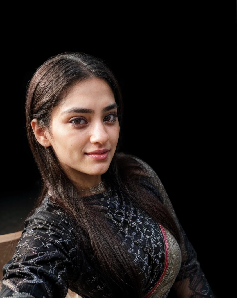 south asian facial features. girl. Should look very beautiful. pretty. Highly detailed and hyper realistic. The skin texture should be highly detailed and extremely accurate. thick black hair and brown eyes. Face must be accurate. Highly detailed face and facial features. Extremely accurate representation of face and facial features. Face should be highly detailed and hyper realistic. Every thing from the body should be extremely perfect and realistic. hyper realistic. Skin texture is natural and realistic. Face is realistic and extremely detailed. Eyes are detailed and accurate. Highly accurate. eyes should be realistic and accurate. hyper detailed. perfect details. realistic proportions. hyper realistic skin texture. smiling. black eyes. eyes are black. Clothed. Hyper realistic and accurate