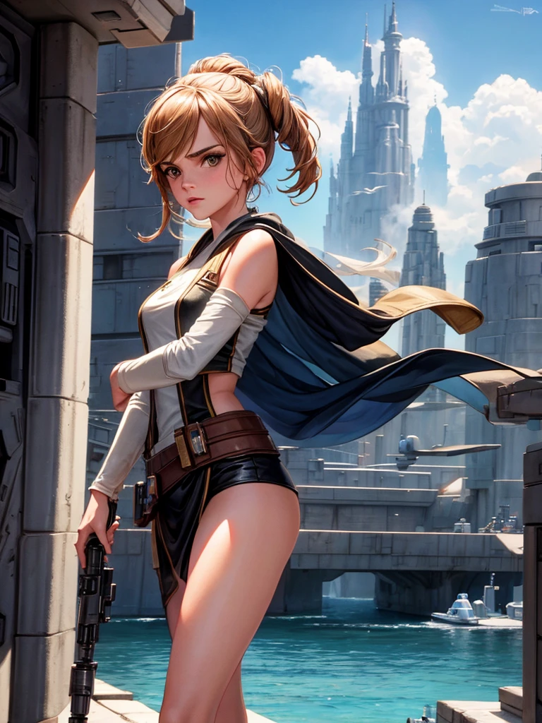 Star wars, sexy lady, jedi, Emma Watson, Standing on a spaceship dock,