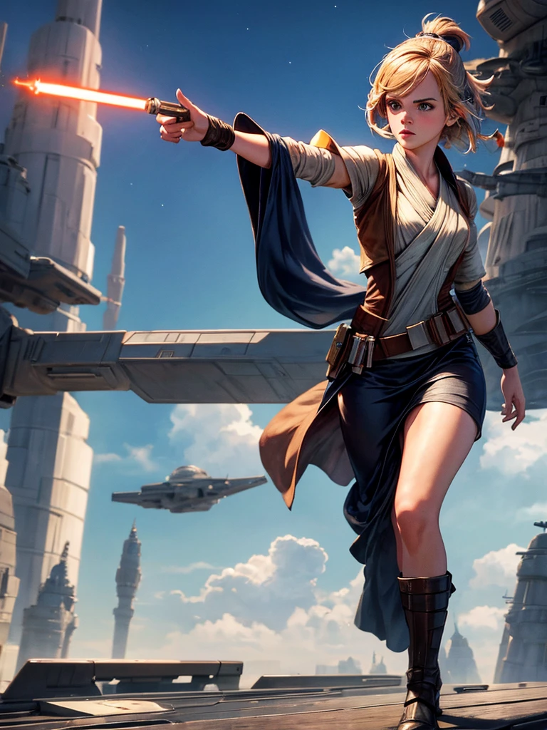 Star wars, sexy lady, jedi, Emma Watson, Standing on a spaceship dock,