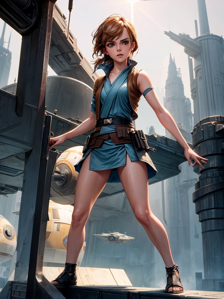 Star wars, sexy lady, jedi, Emma Watson, Standing on a spaceship dock,