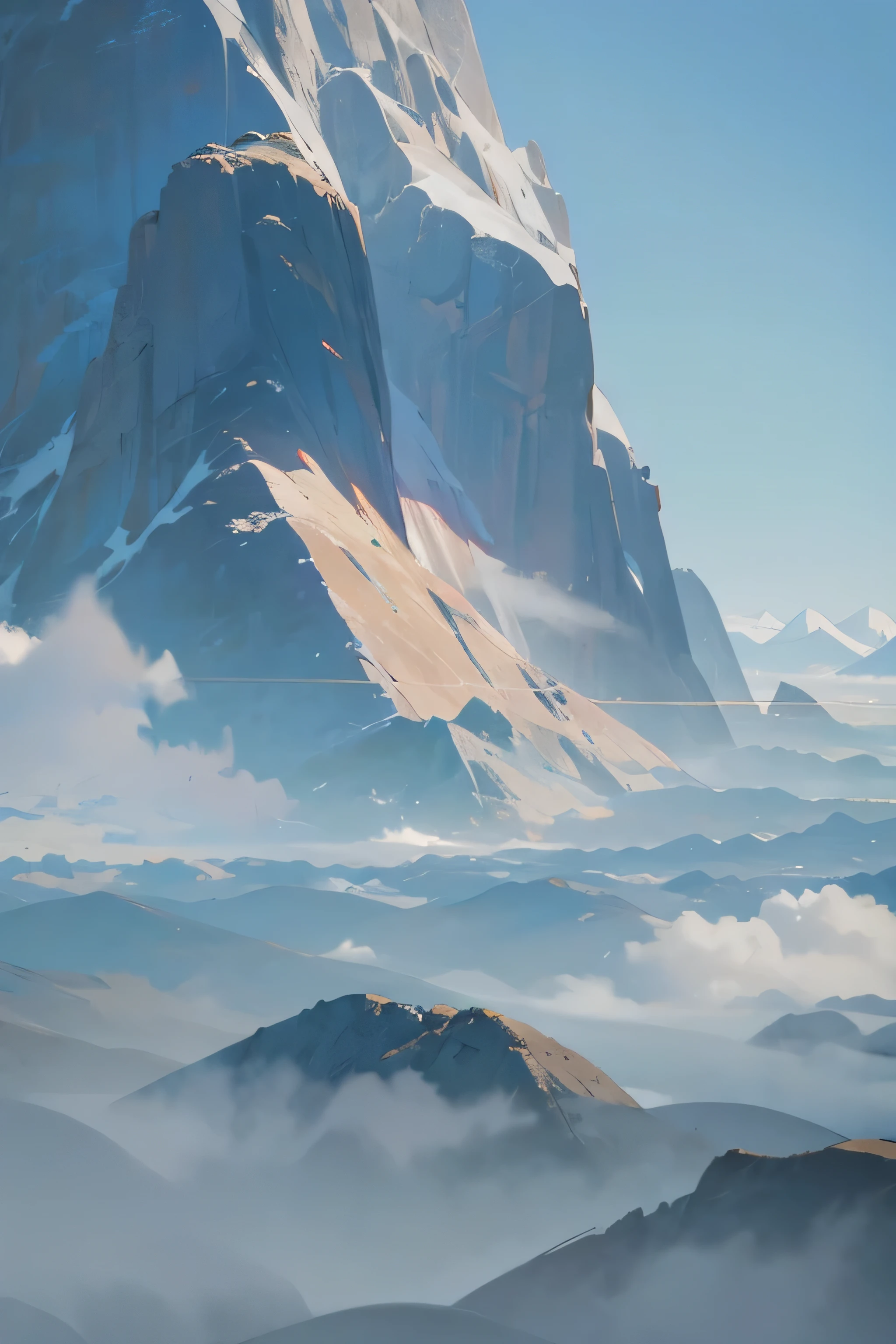 towering mountains of gray rock,The sea of clouds around me