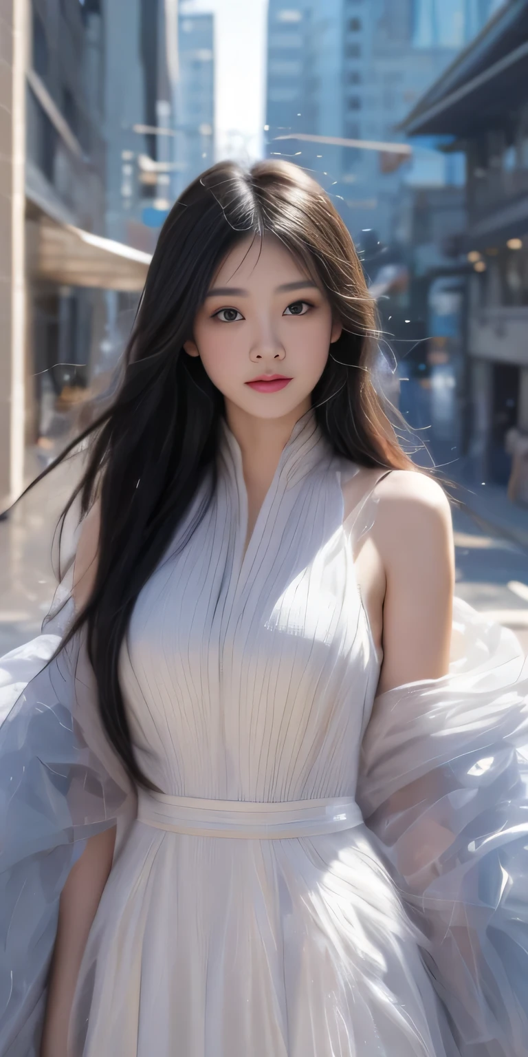 (1 girl:1.3), Solitary, (((Very very Delicate face))),((The eyes and face are very detailed))),Beautiful and delicate eyes,body parts__,official art,unified 8k wallpaper,Ultra Detailed,Beautiful and beautiful,Big breast beauty,masterpiece,best quality,The original,masterpiece,Ultra-fine photos,best quality,Ultra-high resolution,realism,Sunlight,Full body portrait,Breathtakingly beautiful,,Dynamic poses,Delicate face,Vibrant eyes,(From the front), navy,Red and black color scheme,navy,Very detailed city roof background, roof,Overlooking the city,Delicate face,Detailed complex busy background,untidy,Gorgeouilky White W,Extremely delicate skin,Realistic skin details,Visible pores,Stay focused,Volumetric Fog,8K Ultra HD,Digital SLR Camera,high quality,Film Grain,White skin,Photorealism,Rama Photography,A huge metropolis of the dystopia of the future, translucent