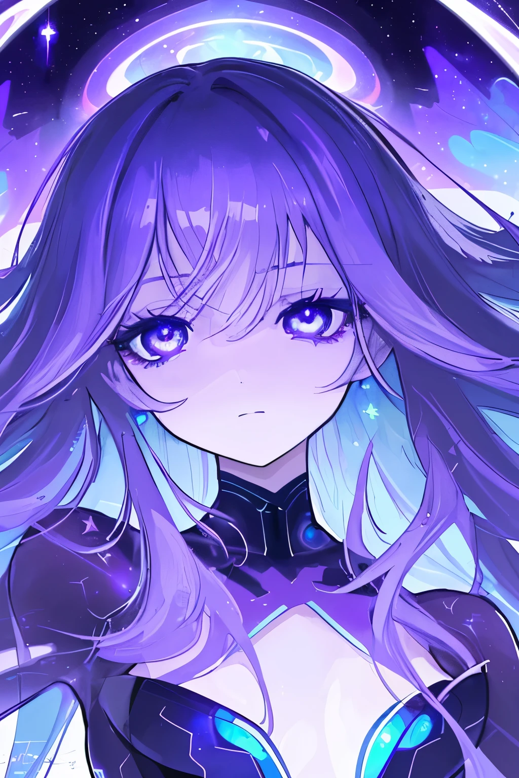 (best quality,ultra-detailed),cosmic entity,subreal,purple abstract,beautiful deep eyes,detailed eyes,blue color scheme