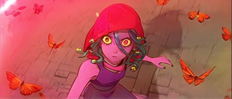 Faye Valentine, 1 girl, green eyes, purple hair, split, hair band, high leg, in a bra, navel, in a bikini, sexuality, short hair, One, Naked body, yellow hair band