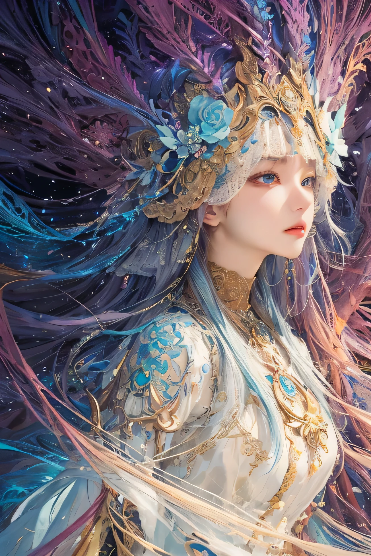 (masterpiece, top quality, best quality, official art, beautiful and aesthetic:1.2), (1girl), extreme detailed,(fractal art:1.3),colorful,highest detailed