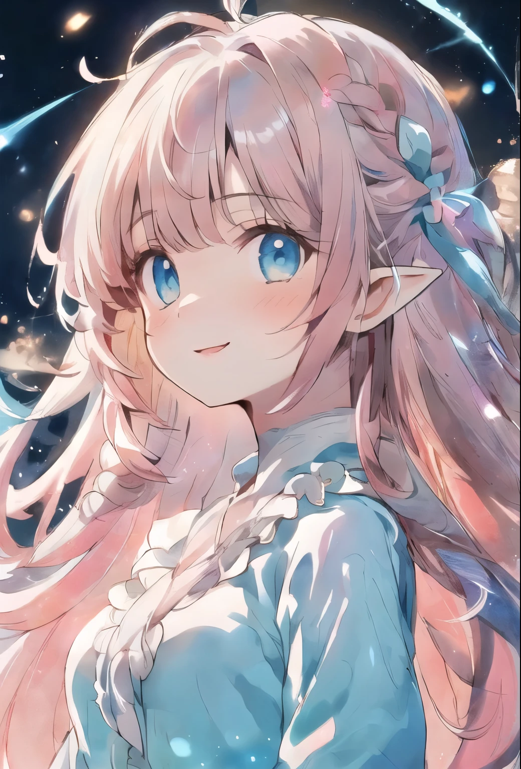 Anime girl with long pink hair and blue eyes standing in front of the starry sky, Anime style 4k, Anime Wallpaper 4K, Anime Wallpaper 4K, Anime Art Wallpaper 4K, anime art wallpaper 4k, best anime 4k konachan wallpaper, 4k anime wallpaper, anime art wallpaper 8 k, Anime visuals of cute girls, Beautiful anime portrait，1 Girl)、(Busty beauty)、(30 years old)、(Very long hair)、(Top image quality)、(8K picture quality)、(Cyberpunk)、(On the table)、 (Lights flickering)、(穿上Cyberpunk风连帽军装)、(Photos of me riding a motorcycle:1.5)、(Confident smile:1.2)、(Full body image)、Movie Lighting, movie shadow, Clear images, Extremely detailed, Volumetric, Bright Elf, Particle Effects, Beautiful Effects, Bright colors, Neon, Neon, Highly detailed image textures, Fine hair, Delicate face, Delicate eyes, Full body image, City、Black Hair、Eyes glow、Photo taken from the knee up、Beautiful Effects, Bright colors, Highly detailed image textures, Fine hair, Delicate eyes,(Cyberpunk Cityscape) (The clothes are filled with black and pink:1.5)Barefoot woman(30 years old) , (White skin:1.7)、 (white hair)、Bare shoulders, Double eyelids, Open your mouth,Solitary,(cleveage)、Sophisticated and sexy(clavicle:1.3), (Glowing skin:0.8),(On the table:1.4),(best quality:1.4),Lustrous red lips, Perfect abdominal muscles，、Low Angle, (from below angle), Highly detailed skin, skin pores,