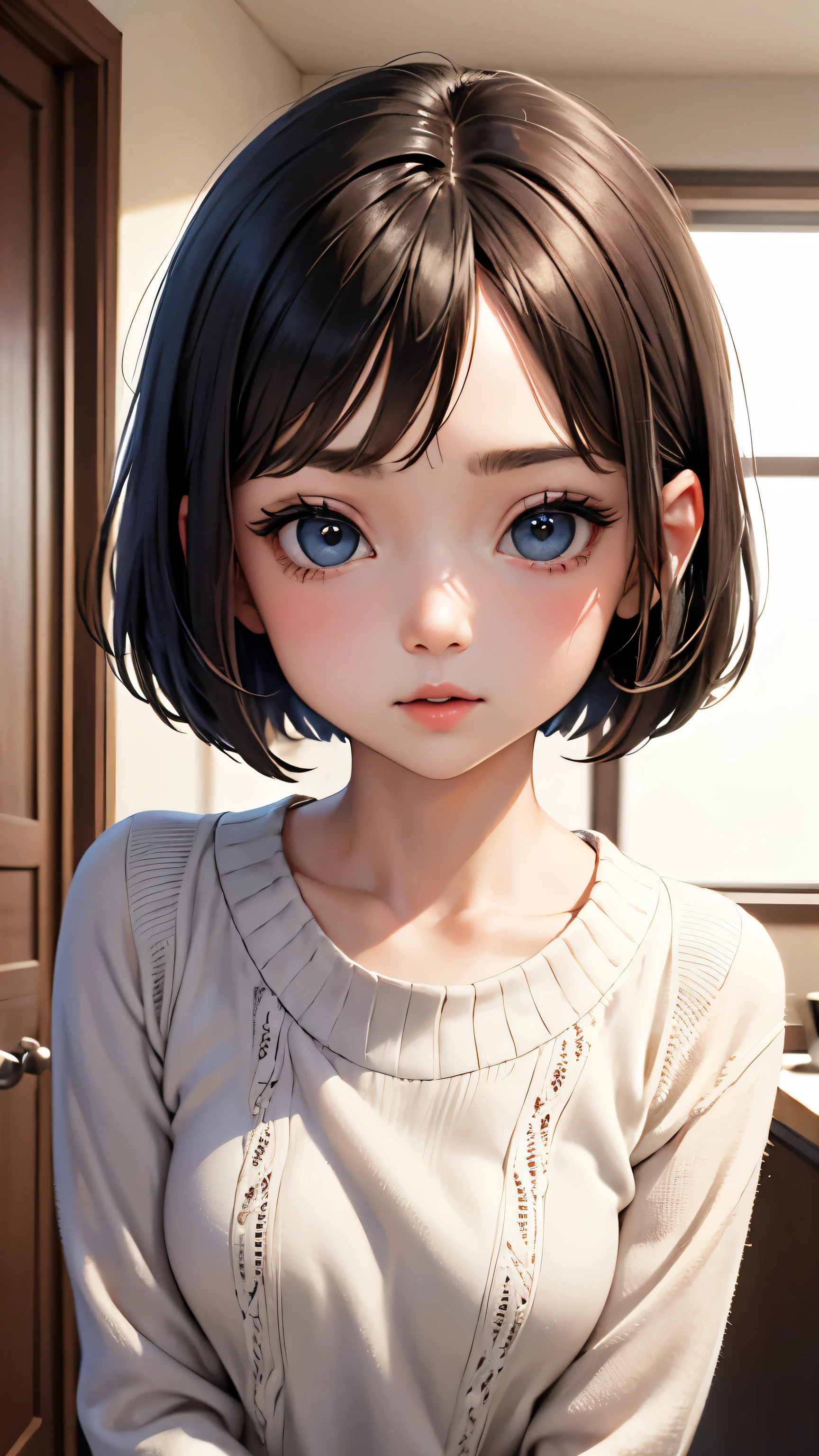 short hairと白のシャツ, Summer knitwear, short hair, Short hair with bangs, Cute face girl, Cute little face in a portrait, French Bob, White skin!!, Short brown hair and big eyes, Soft Portrait Shot 8k, Beautiful light、Big eyes, Beautiful girl, Young girl with bob cut, Best image quality, Tabletop, Leonardo da Vinci&#39;s Notebooks Da Vinci, Leonardo da Vinci&#39;s manuscript in the background,See-through gown,Exposing breasts,Man and woman hug,,