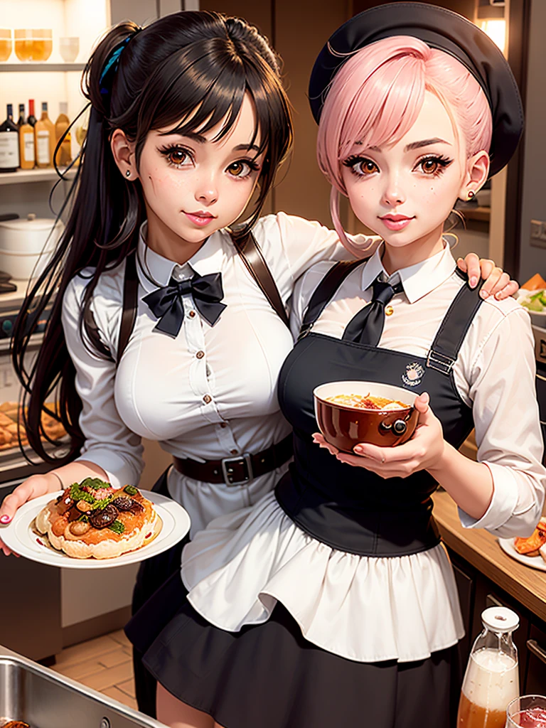 Menina anime em uma cozinha segurando uma garrafa de vinho, detalhes finos. meninas da linha de frente, de meninas da linha de frente, meninas estilo linha de frente, Meninas da linha de frente cg, meninas da linha de frente, Universo Girls Frontline, ( waitress ) garota, Vestindo o uniforme da RR Diner, arte oficial, Arte Oficial, ❤🔥🍄🌪, arte oficial altamente detalhada, arte oficial do personagem, garota misteriosa da cafeteria ( cabelos longos)  ( 5-fingered hands ) (perfect hands )