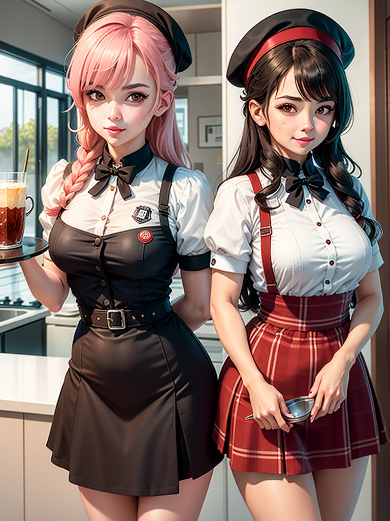 Menina anime em uma cozinha segurando uma garrafa de vinho, detalhes finos. meninas da linha de frente, de meninas da linha de frente, meninas estilo linha de frente, Meninas da linha de frente cg, meninas da linha de frente, Universo Girls Frontline, ( waitress ) garota, Vestindo o uniforme da RR Diner, arte oficial, Arte Oficial, ❤🔥🍄🌪, arte oficial altamente detalhada, arte oficial do personagem, garota misteriosa da cafeteria ( cabelos longos)  ( 5-fingered hands ) (perfect hands )