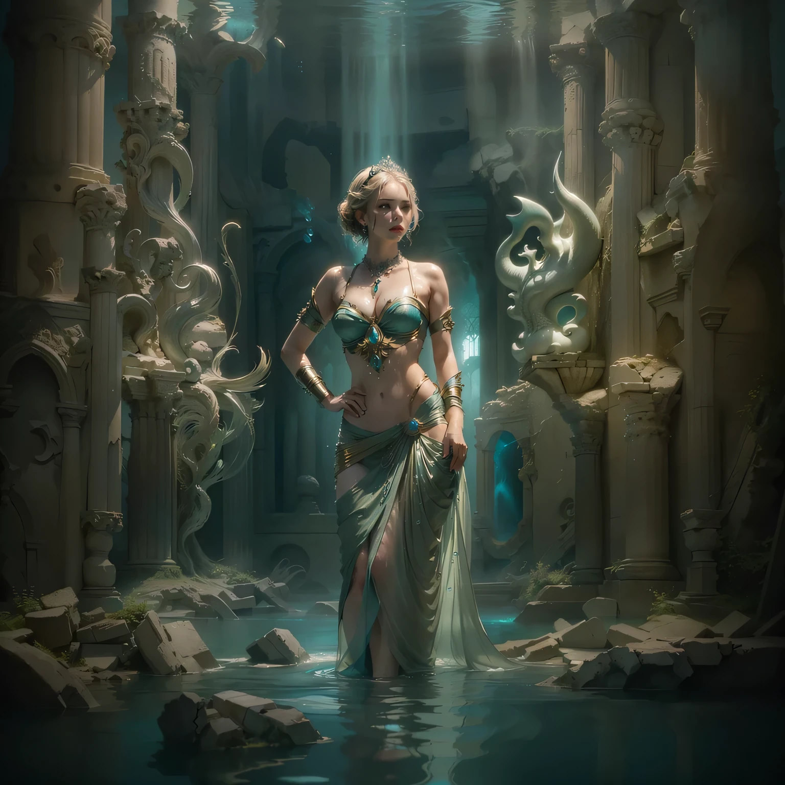 best quality, intricate details, 1girl, wraith, realistic, photorealistic, full body, lyla_lightsworn_sorceress, fakemtg, interior of ancient temple, lamp and lantern and candles, magical scene, fantasy, transparent clothing showing naked body, naked goddess with transparent tunic, black and brown hair, full moon night light, small breasts in sight, vagina the view, beautiful woman with mandala tattoos and flowers on naked body, mystical bonfire, magical scene, fantasy, perfect female body in closeup,
illuminated face, areola on head, very long black and brown hair, well detailed art, oil painting, night light,
small breasts exposed, pubic hair visible, shaman goddess sitting on tree trunk, crossed feet, wet skin, feminine image well focused on composition, hyperrealistic art, waterfall behind the woman, bonfire green fire, an antique clock, Rune_Magic, Magic, Power, creationmagic, ethereal creation, fragmented construct, particles stream, MagicItem_v1, magic staff, goddess sitting on pedestal, interior of ancient temple flooded with water, feet submerged in water, hyperrealistic art, very long hair,
small breasts in sight, pubic hair in sight, girl seen from below, 2b white, white dress, magic floating book, fantasy style mix, fantasy_toga, 1girl, solo, pussy, from below, nude, pubic hair, looking down, clitoris,(((masterpiece))), (((best quality))), (64K UHD wallpaper), (((ultra detailed))), (((extremely detailed scenery))), (intricate scenery:1.5), (perfect scenery:1.5), (((photorealistic))), (((hyperrealistic))), (intricate:1.5), (intricate details:1,5), (realistic:1.5), (absurdres:1,5), (artstation), ((HDR)), (DSLR), Award-winning photography, Landscape photography, underwater photography, professional color grading, Color-gel lens, (real photo), RAW photo, uncompressed image, ((RTX on)), (ray tracing), Unreal Engine, V-Ray, Octane render, full color depth, ((complementary colors)), ((global illumination)), (Ray Tracing g