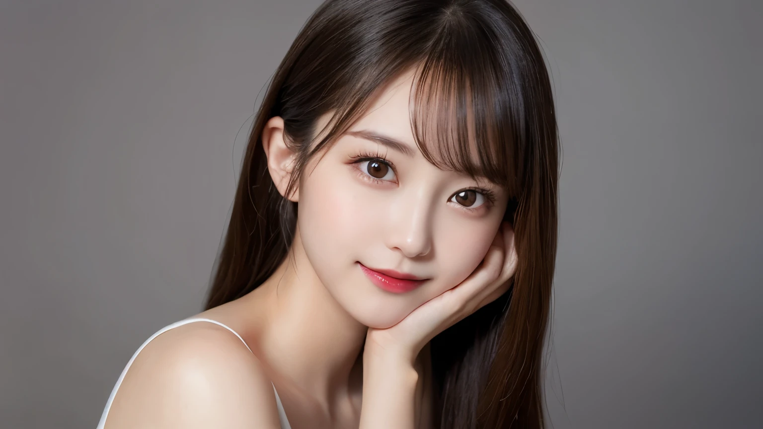 On the table, best quality, shape, Ultra Detailed, Finely, high resolution, 8k wallpaper, 完璧なダイナミックな構shape, Beautiful and delicate eyes, Medium Length Hair, Small Breasts, Natural lipstick, Casual sexy pose,Smile,20 year old girl、midnight、Beautiful and detailed face、Perfect beautiful face,big eyes、original photo、Expressing female posture using the whole body、Beautiful and delicate eyes、Small face、Beautiful duplex、Facelift and style,skirt、Beautiful golden ratio face,Double ponytail hairstyle