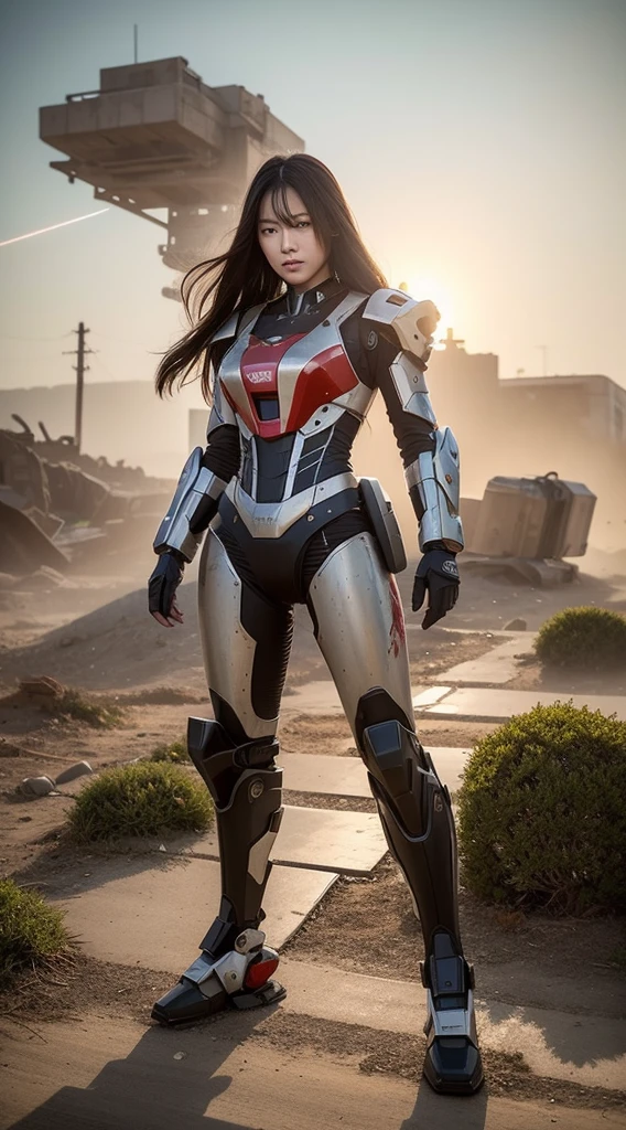 Look up at the perspective,(Digital artwork:1.3)(a sketch:1.1)Octane renders a wasteland,Swirling thick clouds,smog,Flying machines in the sky fierce battle,weed,Dilapidated houses,gravel path,Sunset,dark red color,((A girl in a combat uniform stood in front of the badly damaged and broken mech)),((The girl's long messy hair fluttered,Blood,closeup cleavage)),(Stubborn),(Steadfast),(blood stains at the corners of the mouth),(Messy long hair flying),(((The mech was spattered with blood))),(Mars splashes),((Broken upper body mech,Dropped mech fragments)),(Exposed wires),((Mecha is depicted finely)),(((super-fine))),shot at 8k resolution,petrol liquid,Firelight,Missiles streaked across the sky,weeds,gravel path,blasts,splashart,((Dynamic speed lines:1.2)),Lithography in intricate details,dongh(Light particles:1.2),(game concept:1.3),(depth of fields:1.3),Global illumination,detail-rich,Trends on ArtStation,Epic shooting,Cinematic lighting