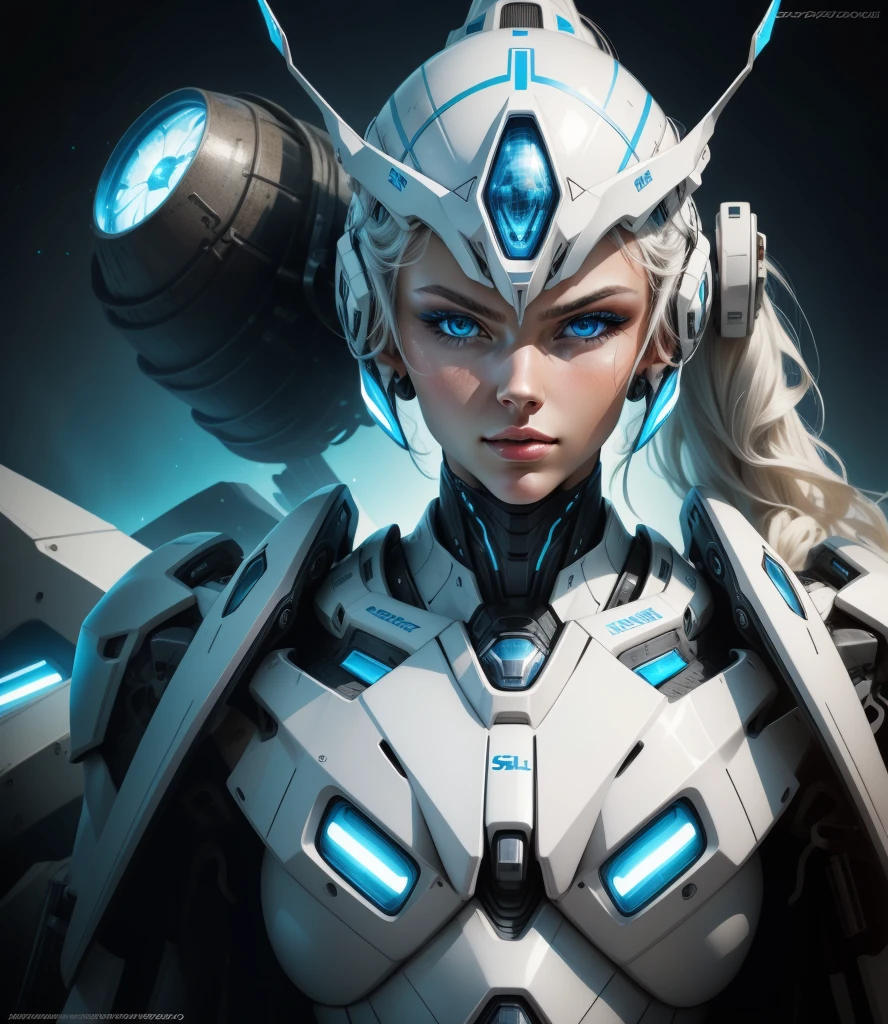 SDXL 1.5, full ultra HD, Digital art style, ultra high resolution, ultra sharp, portrait of a futuristic, sci-fi, beautiful white,blue eyes, woman in cyborg bikini,futuristic fation show
