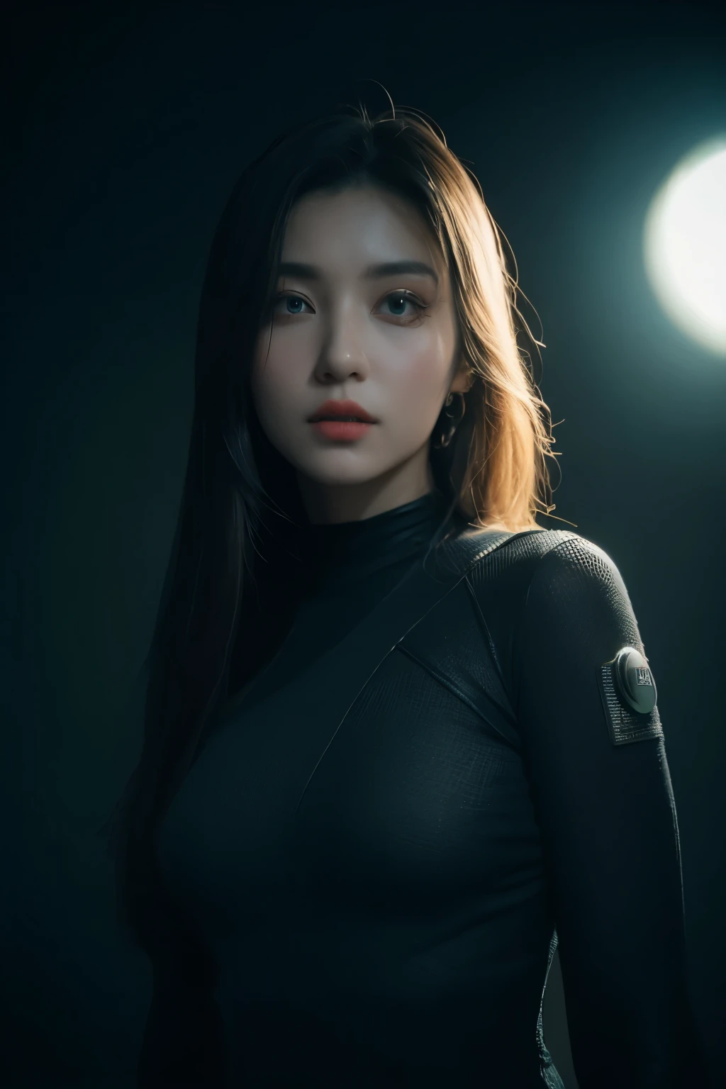 ，3D, A beautiful cyberpunk female image,battledress，hdr（HighDynamicRange）,Ray traching,NVIDIA RTX,Hyper-Resolution,Unreal 5,Subsurface scattering、PBR Texture、post-proces、Anisotropy Filtering、depth of fields、maximum definition and sharpness、Many-Layer Textures、Albedo e mapas Speculares、Surface coloring、Accurate simulation octane rendering of light-material interactions、Two-colored light、largeaperture、Low ISO、White balance、the rule of thirds、8K raw data、blackstockings。