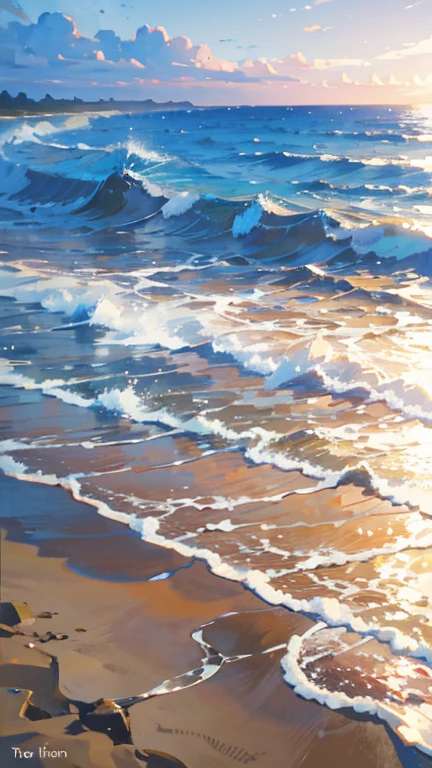 A stands on the shore, with soft white sand beneath their feet and gentle waves moving behind them.