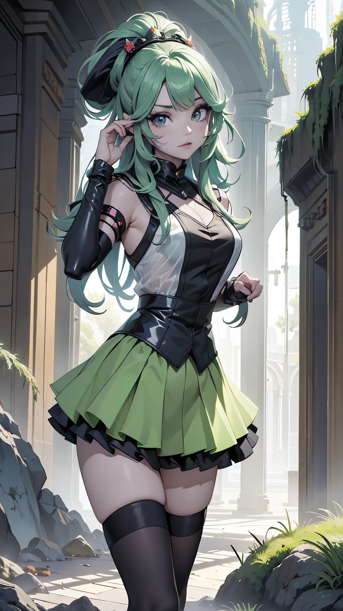 (La mejor calidad,A high resolution,Ultra - detallado,actual),Ariana Grande vestida con chaqueta verde ciborg,danza ballet ,(chaqueta student neon verde:1.4), (miniskirt transparente verde colegiala ciborg kawaii :1.4),fondo pared de hielo congelado caverna, cabello largo white canoso, ,More detailed 8K.motor irreal:1.4,HD,La mejor calidad:1.4, fotorrealista:1.4, textura de la piel:1.4, obra maestra:1.8,obra maestra, mejor calidad,objeto Objeto], (rasgos faciales detallados:1.3),(Las proporciones correctas),(convexo Dedos detallados),(Ojos hermosos azules),  (pose vaquero) ,(chaqueta transparente verde ciberpunk:1.4), (fondo hielo congelado caverna:1.4), (chaqueta orange+rojo ciborg:1.4), cabello largo rojo, (perfect anatomy ), (tiene un parche en el ojo de pirata:1.4) ,(cyber cyborg orange red chaqueta) ,(Cyber samurai 2090ostrando vientre plano), (tiene ropa de plastico transparente:1.4) ,(mostrando panties encaje) ,(Piel negra Africana:1.4) ,( ciberpunk 2.1), (neon yellow long hair),( vestuario kawaii:1.4) 