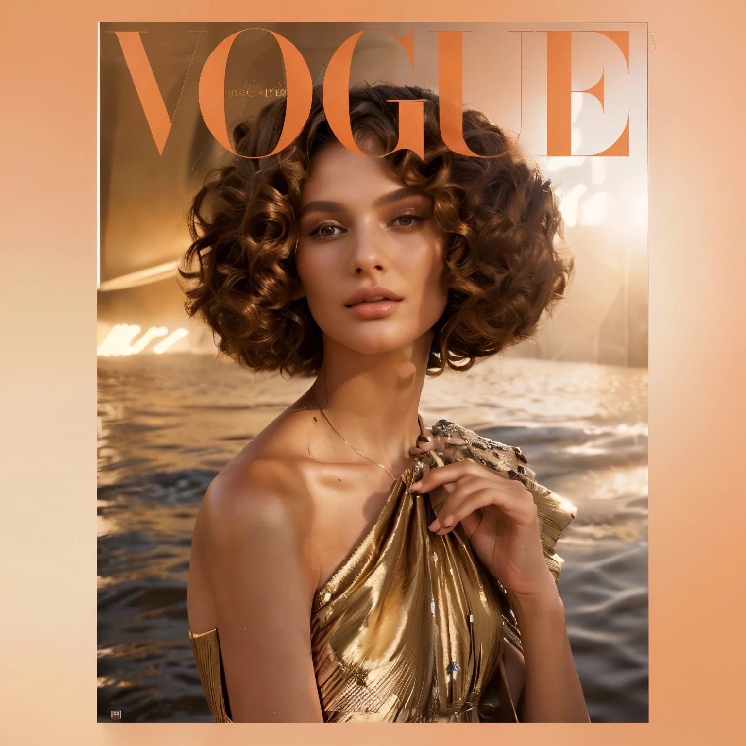 image of a woman in a brown dress on a magazine cover, fashion render, Vouge Italy, cover fashion style, fashionable fashion photo, cover fashion, fashion editorial, fashion photo style, fashion magazine editorial, fashion magazine cover, for fashion, cover fashion : :, fashion of Italy, Fashionable style, photo for fashion, fashion magazine style, fashion magazine