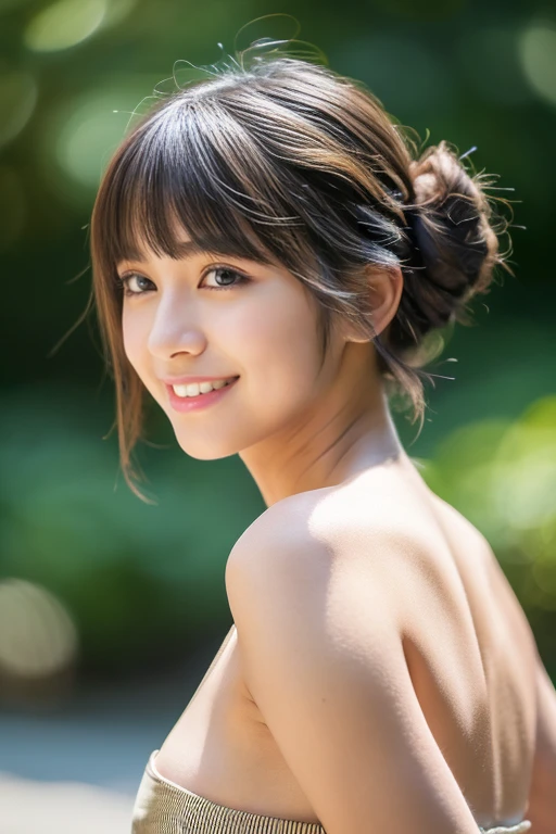 (Best quality, 8k, 32k, Masterpiece, UHD, RAW photo, best quality, ultra high resolution:1.2),(sharp focus, realistic, photo-realistic:1.4), BREAK (huge breasts:1.6),narrow waist,wide hips,(beautiful thighs, thigh gap:1.1), fullbody,dynamic posture,beautifly ass,({0.8::shoot from front|0.2::shoot from behind, looking back,sideboob|0.3::from side}:1.6),({updo|haif updo|bob cut|hime cut|shoulder length hair|bowl cut|midium braid hair|ponytail|shaggy|flipped hair|cornrows|shiny hair|mullet|long hair|single braid}:1.6)BREAK kawaii,cute,(18yo:1.1),blunt bangs,(fair skin:1.2),(small face:1.1), beautiful skin,(transparent skin:1.1),grin eyes:0.4,curvy:0.6, bright eyes, eyeliner, eyelashes, makeup:1.1,(pureerosface_v1:0.7),brown eyes, droopy eyes, short nose, small chin, small nose, tiny mouth, double eyelid,beautiful detailed girl, perfect body, realistic skin,eyeshadow
