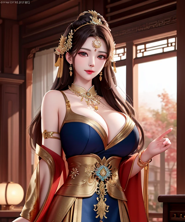 best quality, masterpiece, highres, 1girl,china dress,hair ornament,necklace, jewelry,Beautiful face,upon_body, tyndall effect,photorealistic, dark studio, rim lighting, two tone lighting,(high detailed skin:1.2), 8k uhd, dslr, soft lighting, high quality, volumetric lighting, candid, Photograph, high resolution, 4k, 8k, Bokeh, big boob, large breasts