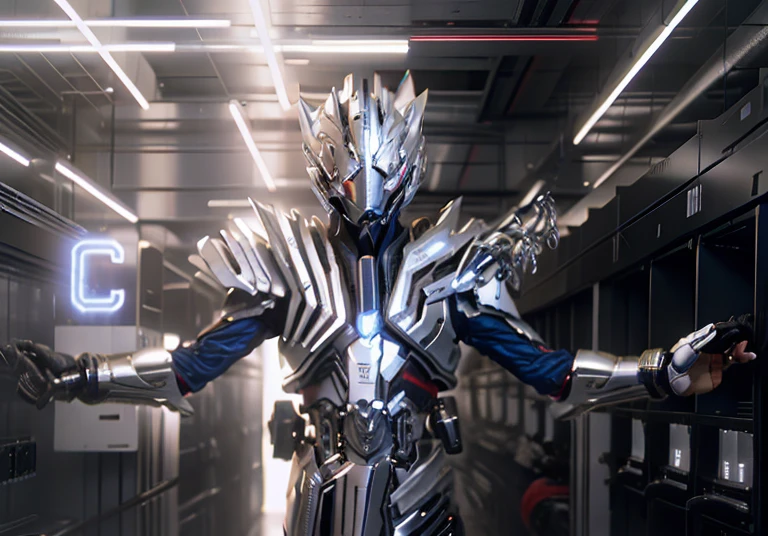 将颜色更改为platinum,platinum(Ensure its layering and armor texture,platinum是主色调,全platinum,maintain shape,Please help to improve the layering)