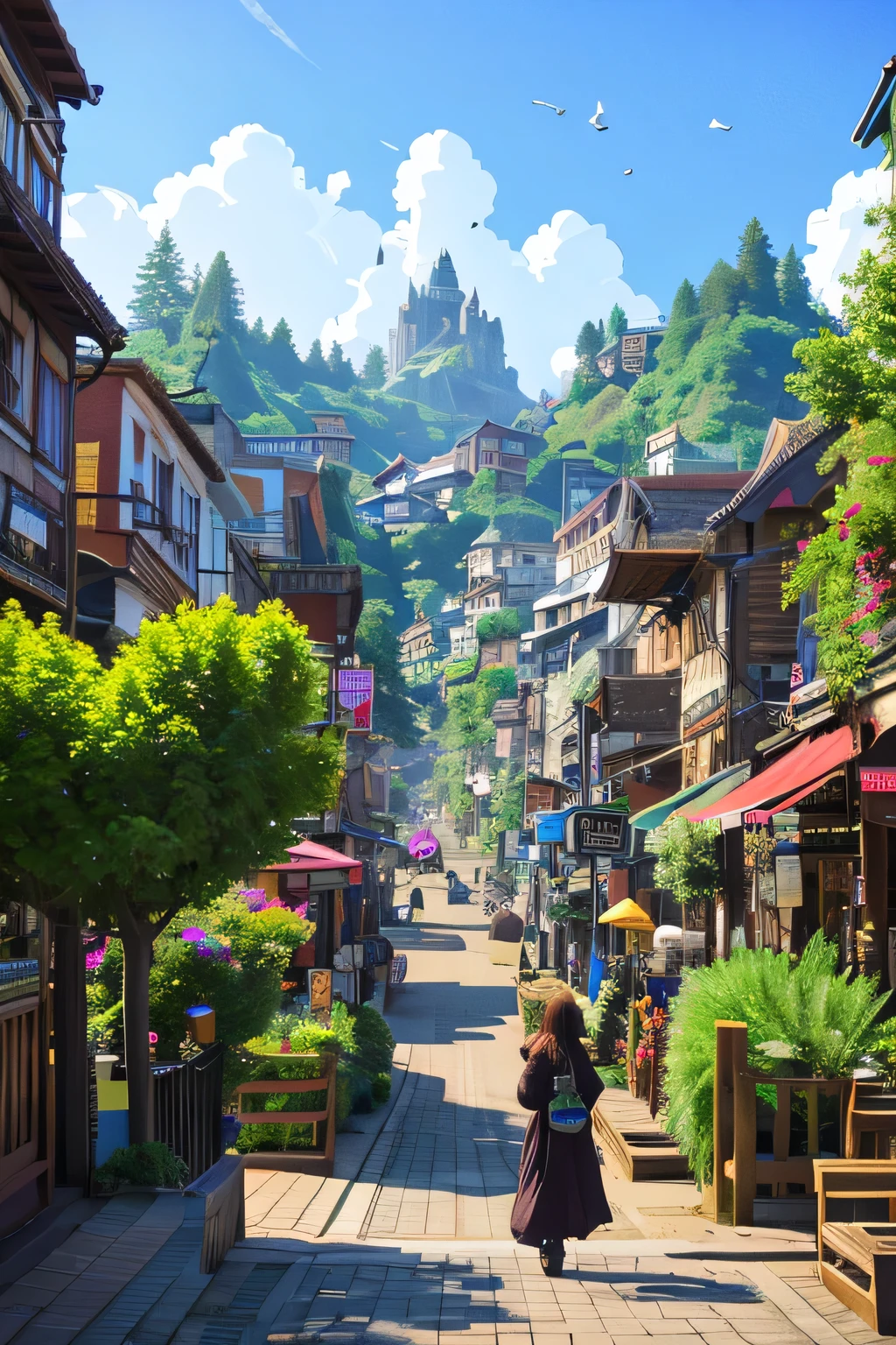 Pixel art、Townscape、Fantasy、Lots of nature、unmanned