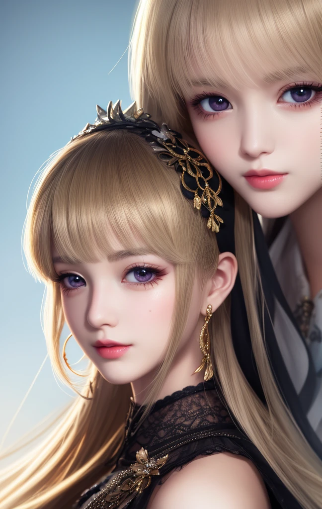 animesque、anime styled、ssmile、portraitures、Beautifully moisturized amber eyes like clear glass、Beautiful blonde hair without hair ornaments, extremely detailed eye and face, Beautiful detailed eyes,  huge filesize, ultra-detailliert, hight resolution, ighly detailed, top-quality, ​masterpiece,  illustratio, ighly detailed, nffsw, unification, 8k wallpaper, splendid, finely detail, ３０Year old girl